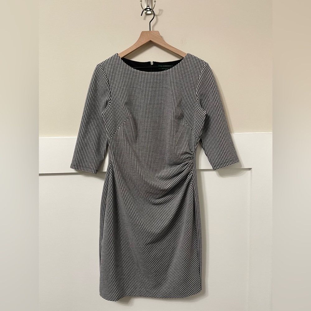 Lauren Ralph Lauren Houndstooth Career Office Pencil Dress Size 8 - Picture 3 of 10
